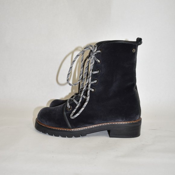 $650 STUART WEITZMAN METERMAID COMBAT lace BOOT Black 6 (JB22) - Picture 5 of 9